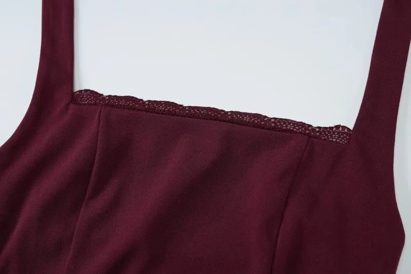 Tank Tops Womens Summer Clothes 2025 Fashion Sexy Lace Trim Square Neck Halter Crop Top Black