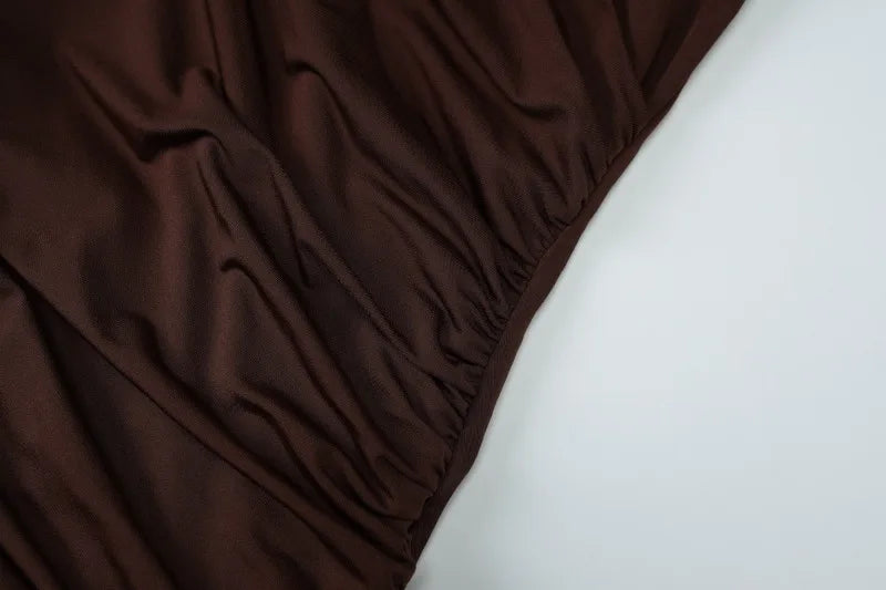 Long Sleeve Draped Mini Dress Solid Color Elegant Sexy Autumn Party Dresses 2025 Woman Clothes