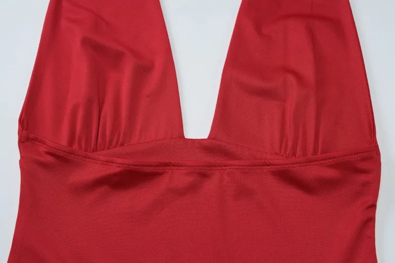Tie Up Deep V Backless Sexy Crop Tops for Woman Tanks Club Wear Halter Top Summer Woman Clothing
