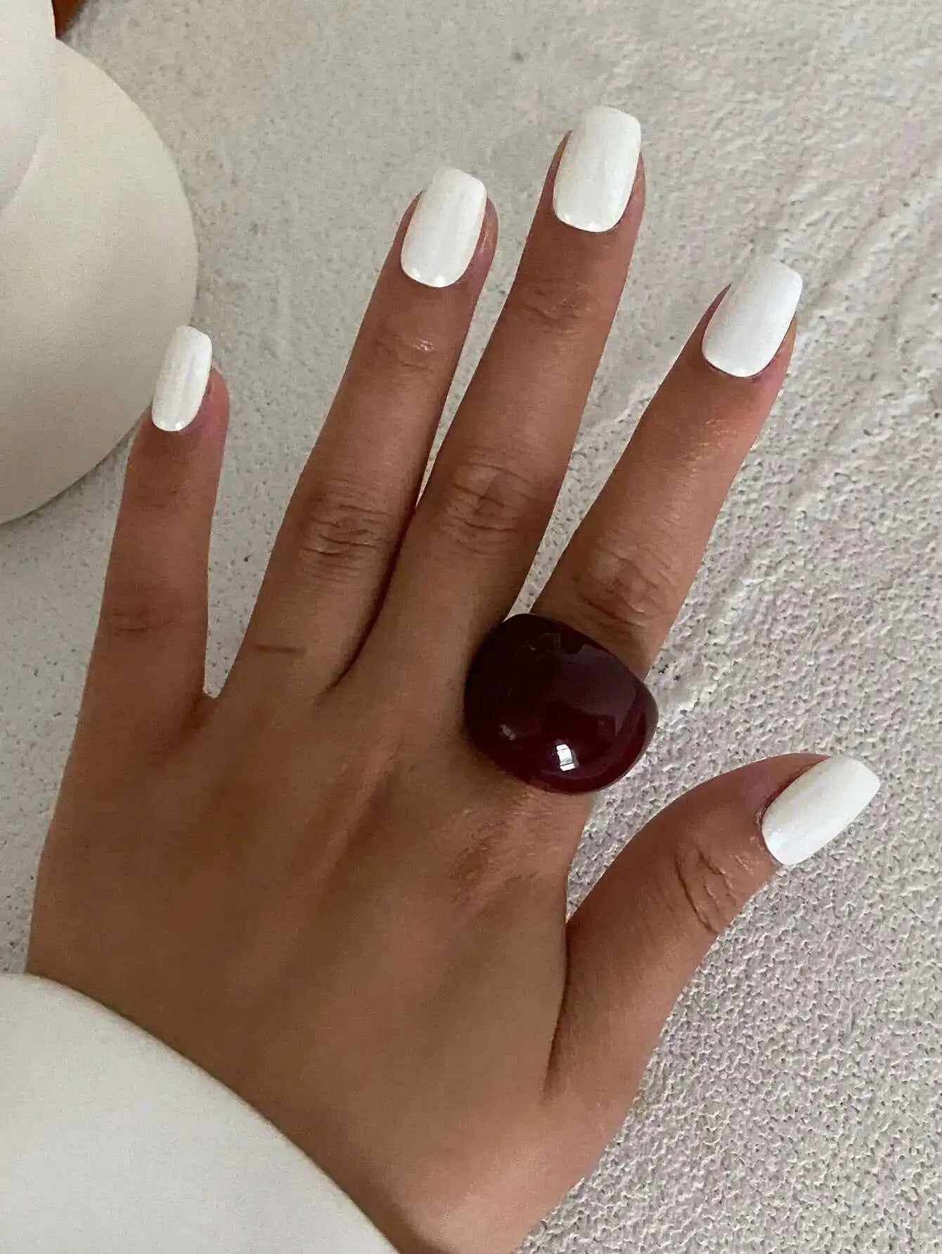 Vintage Irregular Smooth Resin Plastic Rings for Women New Trend Boho Geometric Finger Rings Aesthetic Party Jewelry