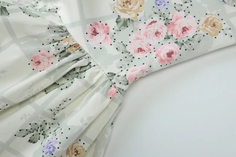 Green Flower Sun Dresses for Woman Spaghetti Strap Backless Long Dresses French Style Elegant Vacation Outfits