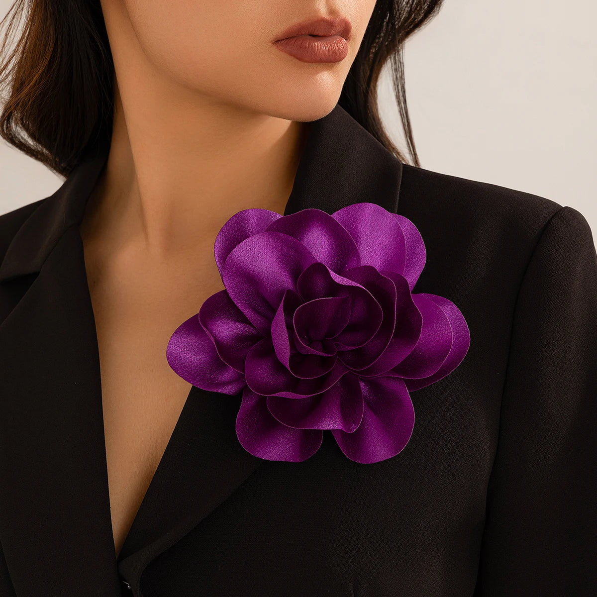 17CM Exaggerate Handmade Large Satin Flower Brooch for Women Wed Bridal Elegant Broochs Party Jewelry Accessories Gift