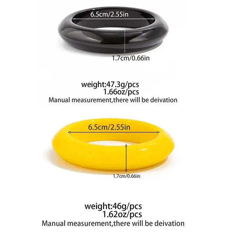 2 Styles Y2K Boho Glossy Resin Plastic Thick Wide Bracelets for Women Trend Vintage Arm Bangle Suitable for Party Daily