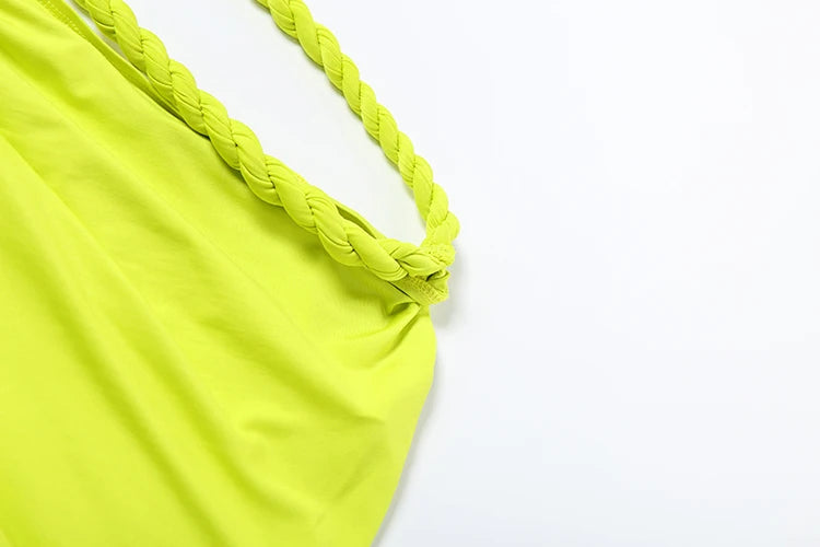 Summer Trend 2 Piece Set Women Irregular Skew Collar Bandage Backless Tops+Ruched Skirts Beach Vacation Elegant Suit