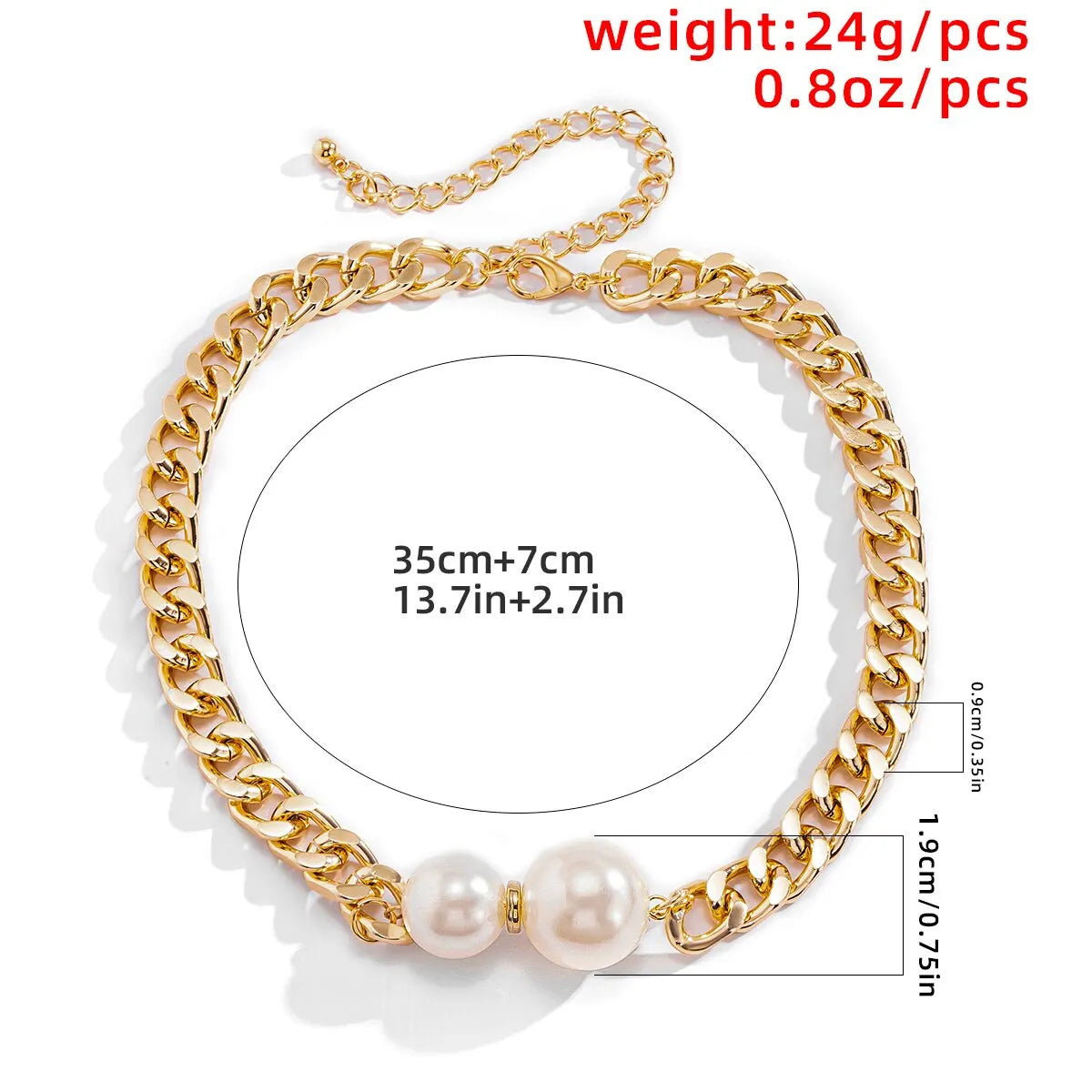 Vintage Punk Cuban Chains Necklaces Women Gothic Imitation-Pearl Pendant Necklace Girl Chokers Fashion Accessories Jewellery