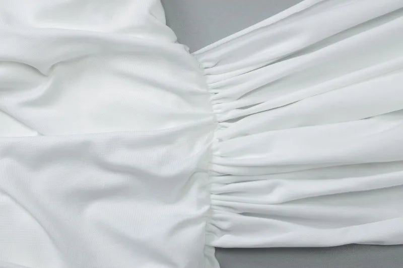 Trendy Asymmetrical Tops for Woman Streetwear Clothing Twisted One Shoulder Ruched Tank Tops White