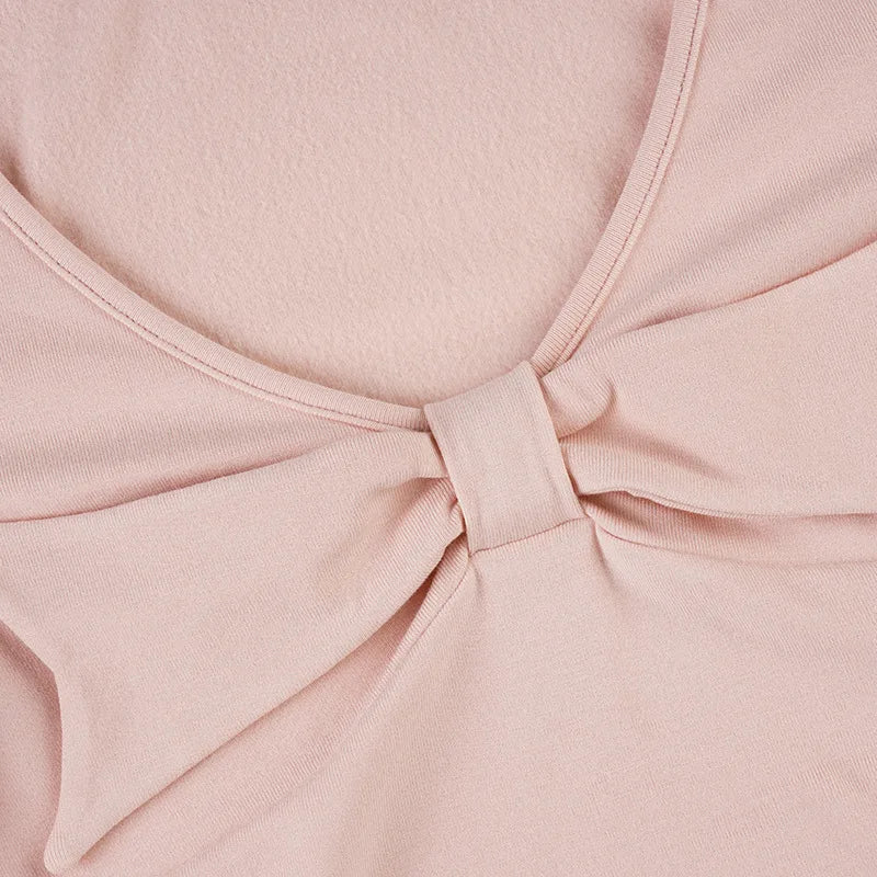 Casual Women 2 Piece Set Tracksuit Autumn Trend Bow Crop Tops+Flare Pants Matching Streetwear Simple Stretch Outfits