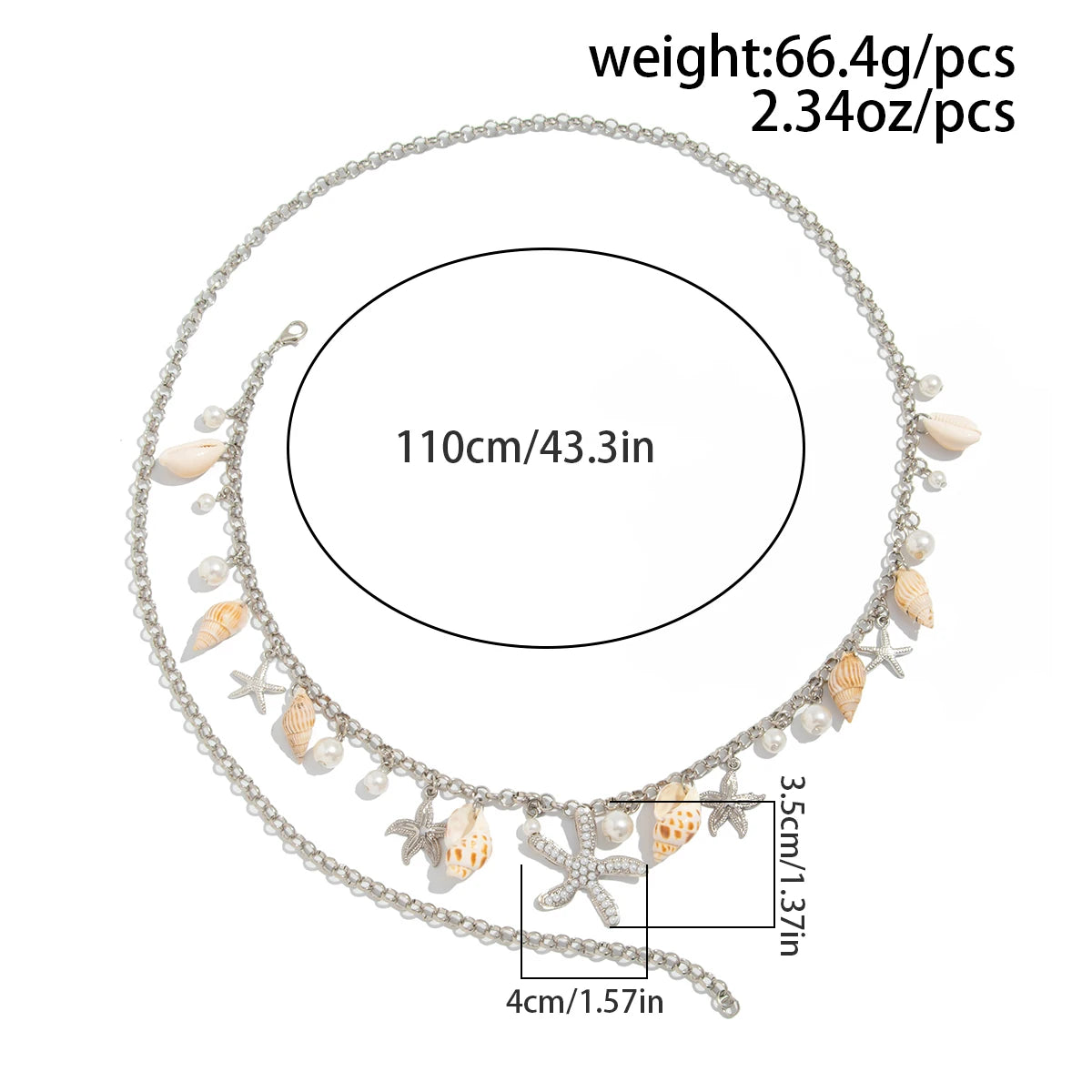 Bohemian Starfish Conch Imitation Pearls Waist Chain Women 2025 Fashion Summer Beach Vacation Sexy Bikini Body Jewelry