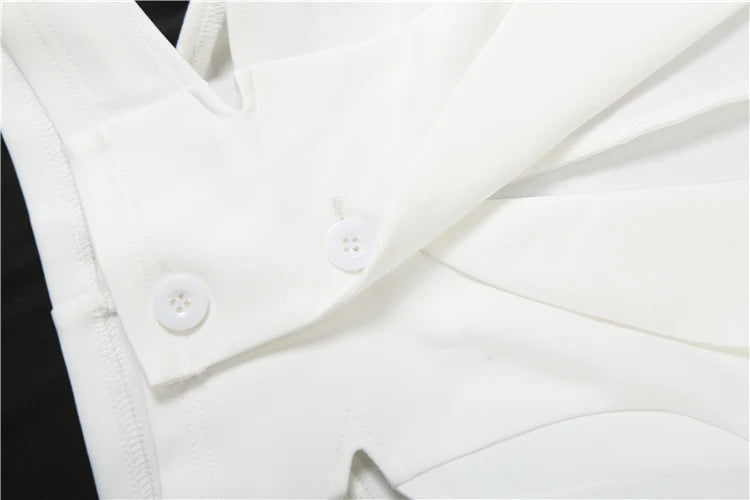 Hollow Waistless Crop Jacket Women Autumn Trend Chic Button Deep v-Neck Full Sleeve Streetwear Skinny Simple Blazers