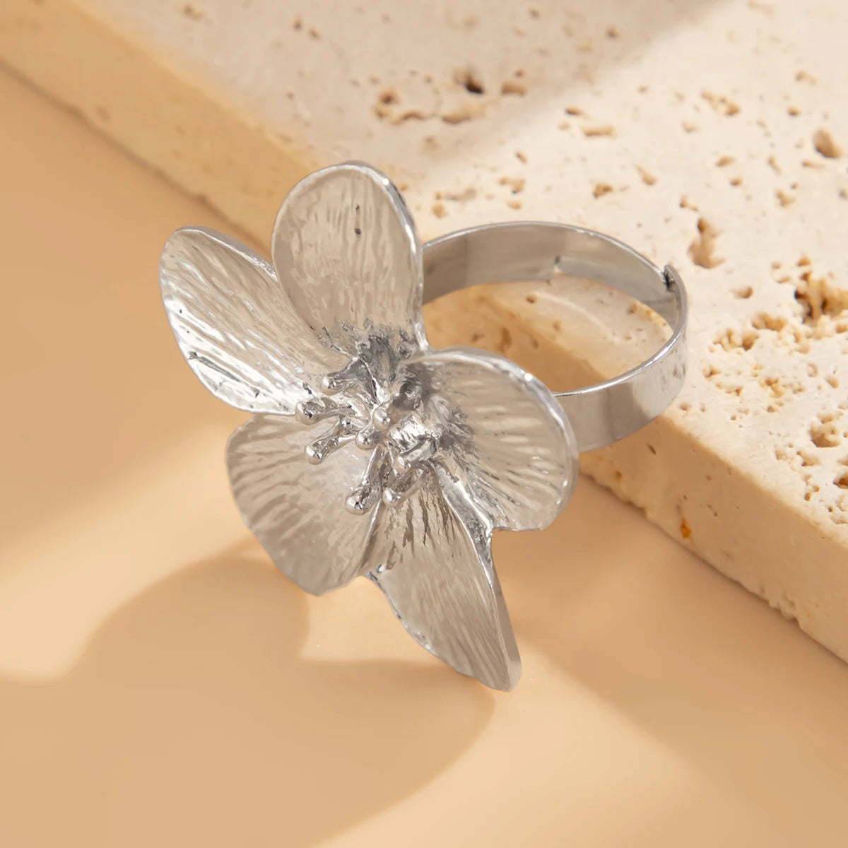 20 Styles Boho Unique Gold Color Petal Flower Rings for Women Punk Geometric Adjustable Rings Couple New Year Jewelry