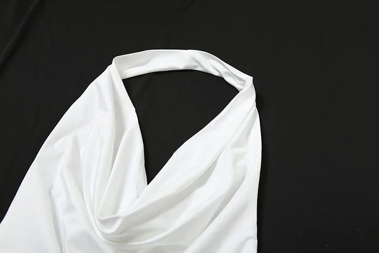 Swing Collar Tank Tops Women Backless Halter Folds Skinny Daily Simple Sexy Summer Wild Street Basic Stretch Vest