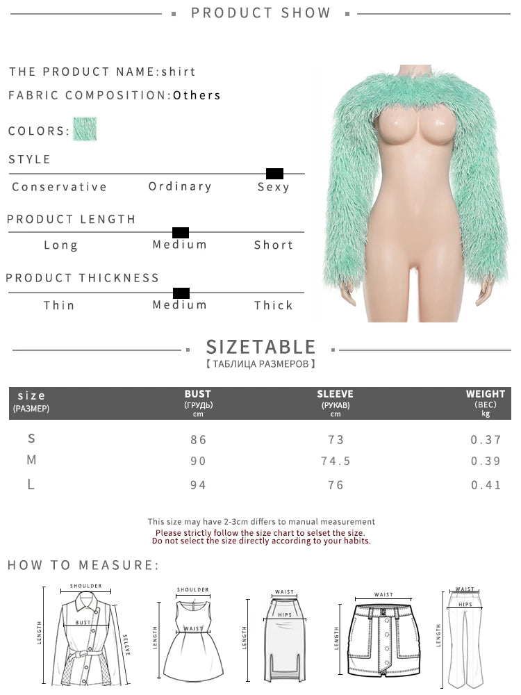 Fashion Furs Crop Tops Women Sexy Hottie O-Neck Full Sleeve Elegant Street Party Clubwear Autumn Simple Chic Outfits