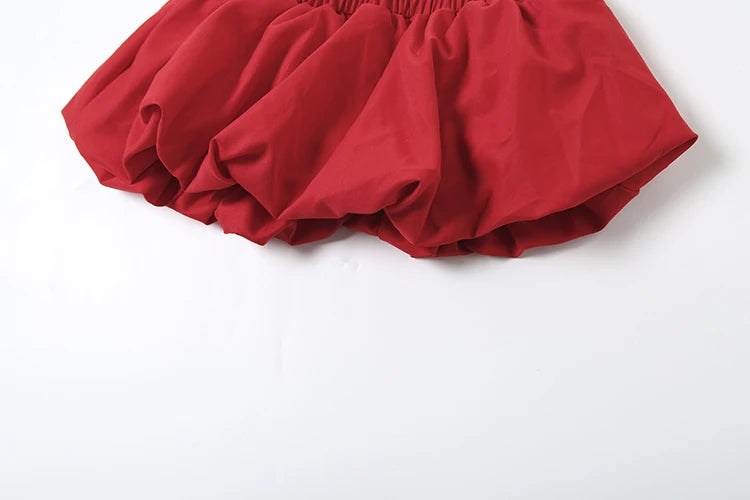 Casual 2 Piece Set Women Letter Print Shorts Sleeve Crop Tops+Puffy Skirt Simple Basic Matching Streetwear Outfits