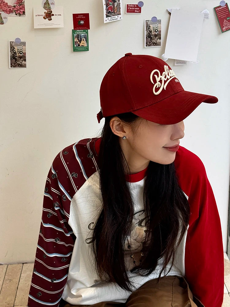 Classic American Vintage Letter Embroidery Versatile Adjustable Baseball Cap For Women