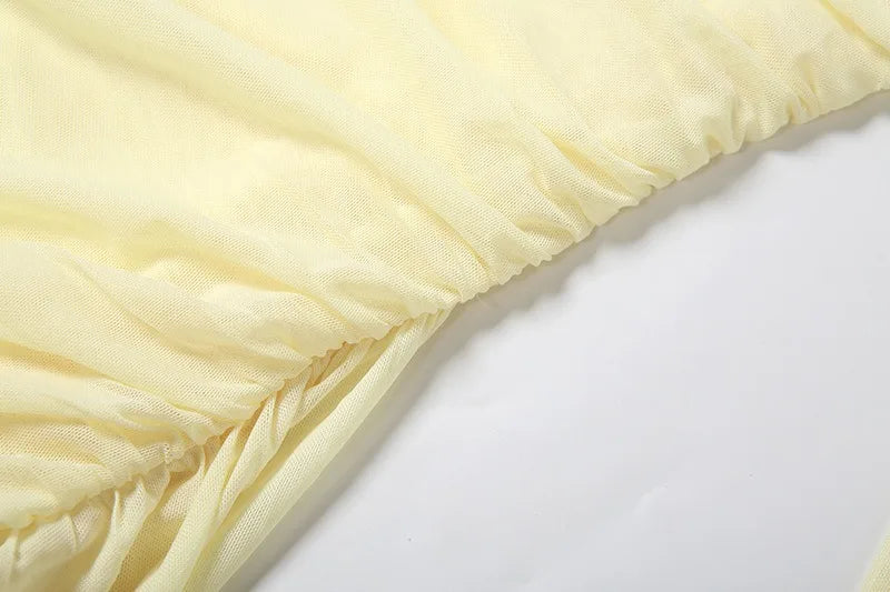 Off The Shoulder Mini Dress with Long Sleeves Sexy Mesh Sheer Birthday Party Dresses Woman Fashion 2025