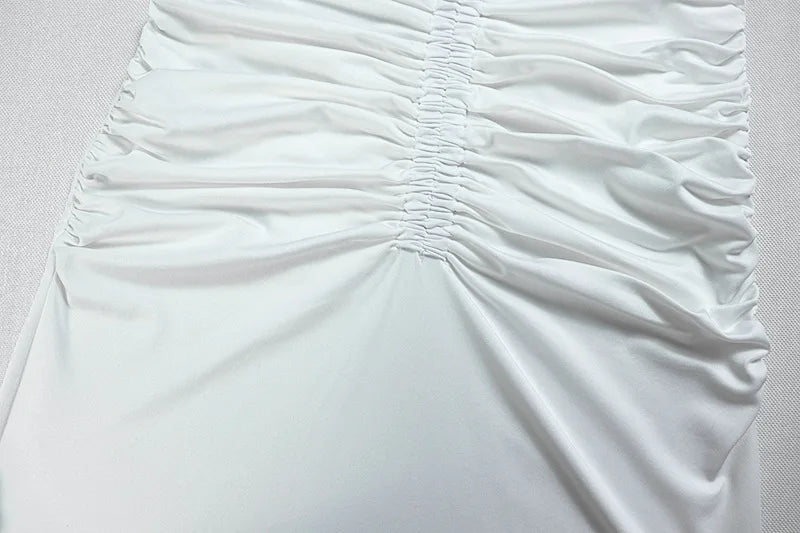 Sexy Hollow Dress Women Lace-Up Halter Sleeveless Ruched Elegant Robe Hottie Skinny Stretch Streetwear Long Bodycon