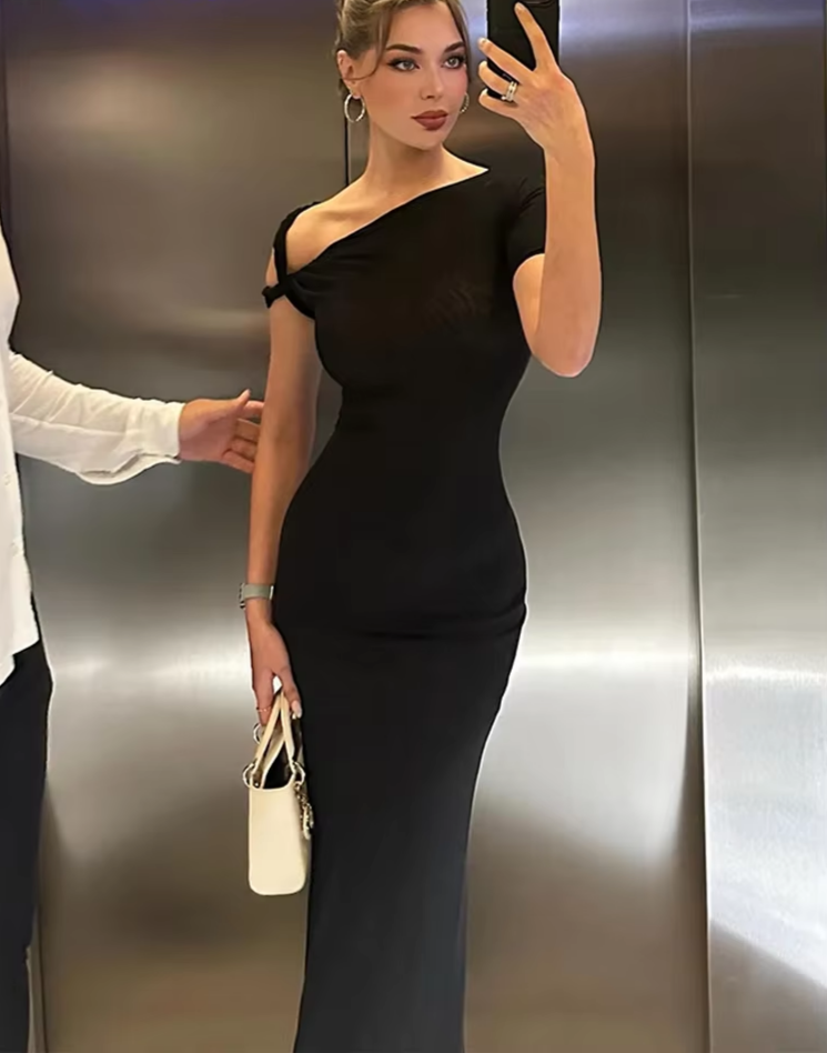 Bandage Dress Woman Summer Sexy Irregular Solid Sheath Chic Stretch Body-Shape Smooth Birthday Party Elegant Bodycon