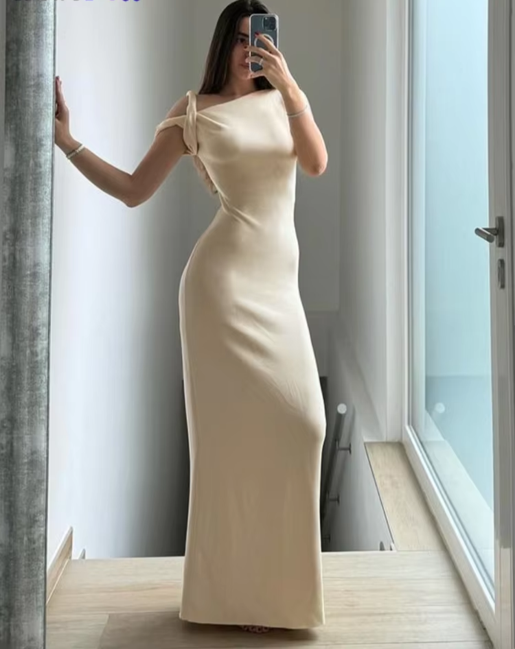 Bandage Dress Woman Summer Sexy Irregular Solid Sheath Chic Stretch Body-Shape Smooth Birthday Party Elegant Bodycon