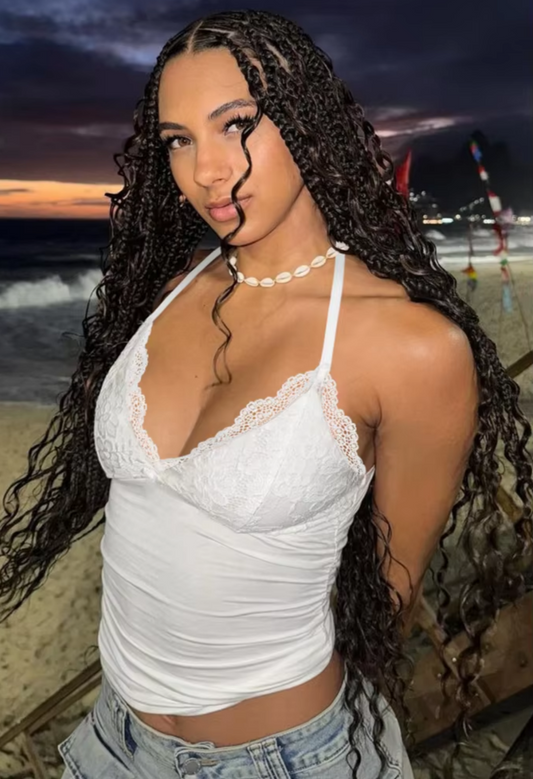 Lace Trim Deep V Halter Crop Tops White Sexy Tanks & Camis 2024 Fashion Clothes Going Out Top Women Club Wear