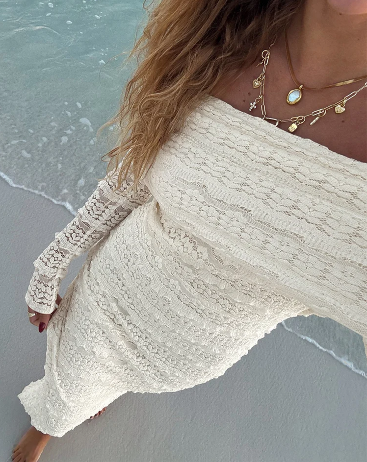 Jacquard Vacation Dress Women Lapel Slash Neck Backless See Through Full Sleeve Beach Party Elegant Chic Long Bodycon