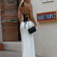 Sexy Elegant Halter Dress Women Summer Backless Lace-Up Color-Block Sleeveless Trendy Nightclub Wild Fashion Clothing