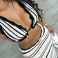 Crochet Stripe Women 2 Piece Set Y2K Vacation Beach Style Lace Camisole+Long Skirts Elegant Matching Clubwear Outfits