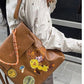 2025 Autumn New Arrivals Casual Cute Leather Cartoon Embroidery Backpack School Bag For Woman