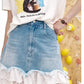2025 Summer New Arrivals Lace And Lace Patchwork A-Line Denim Skirt For Women
