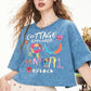 2025 Summer New Arrivals Pink Graffiti Printed Casual Short Sleeve T-Shirt For Women
