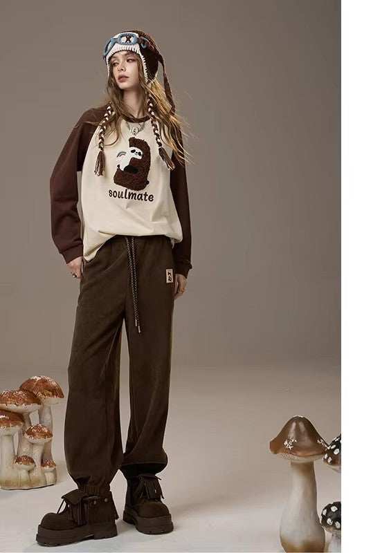 2025 Winter New Arrivals Casual Solid Color Drawstring Ankle Cuff Loose Fit Sweatpants For Woman
