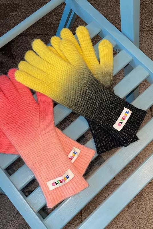 2025 Winter New Arrivals Gradient-colored Rubber-coated Casual Gloves For Woman