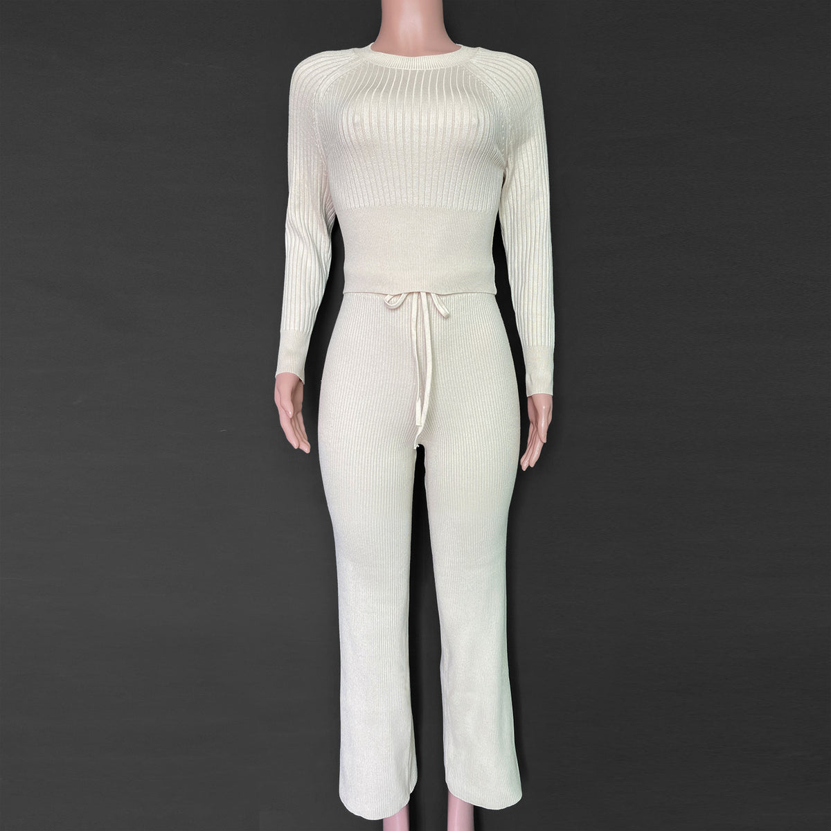Knitted Sweater Long Sleeve Top and Pants Two Piece Set Women Autumn Winter Outfits Cozy Lounge Wear