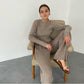 Knitted Sweater Long Sleeve Top and Pants Two Piece Set Women Autumn Winter Outfits Cozy Lounge Wear