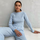 Knitted Sweater Long Sleeve Top and Pants Two Piece Set Women Autumn Winter Outfits Cozy Lounge Wear