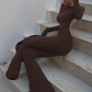 Sexy Women Jumpsuit Backless Flare Spring Trend o-Neck Elegant Skinny Full Sleeve Basic Solid Street Fitness Overalls