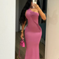 Backless Dress Women Y2K Thin Sexy One-Shoulder Sleeveless Elegant Simple Solid Summer Trend Stretch Bodycon Vestidos