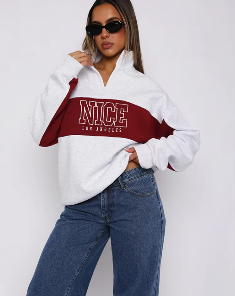 Sporty Casual Women Sweatshirts Letter Print Turtleneck Wild Simple Basic Street Trend Long Sleeve Pullover T-Shirts