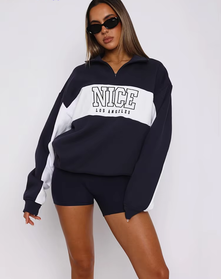 Sporty Casual Women Sweatshirts Letter Print Turtleneck Wild Simple Basic Street Trend Long Sleeve Pullover T-Shirts