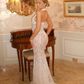 Lace Sexy Halter Dress Party Women Chic Backless Sleeveless Hollow Wedding Dinner Summer Vacation Bodycon Vestidos