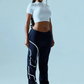 Casual Sporty Print Sweatpants Women Simple Elastic Autumn Fashion Basic High-Wais Trousers Streetwear Harem Pants