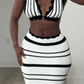 Crochet Stripe Women 2 Piece Set Y2K Vacation Beach Style Lace Camisole+Long Skirts Elegant Matching Clubwear Outfits