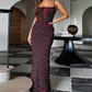 Bow Strap Dress Women Summer Skinny Sexy Sleeveless Irregular Rose Print Square Collar Birthday Party Maxi Vestidos