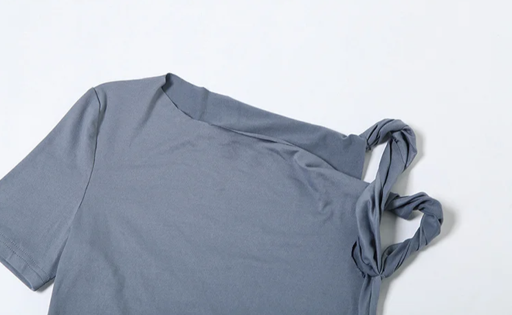 Elegant Women 2 Piece Set Stretch Irregular Knot Short Sleeve Tank Tops+Flare Pants Matching Stretch Slim Streetwear