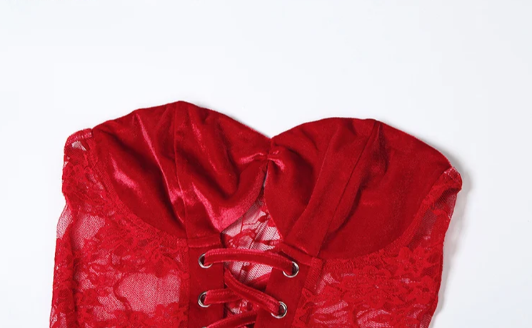 Shirring Hollow Dress Women Sexy Party Jacquard Patchwork Strapless Coquette Banquet Elegant Summer Y2K Maxi Bodycon