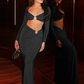 Ruched Cirque 2 Piece Set Women Tracksuit Stretch y2k Low-Neck Crop Tops+Long Skirts Matching Clubwear Elegant Outfit