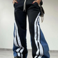 Panelled Stripes Pants Women 2024 Autumn Fashion Contrast Casual Sporty Simple Skinny Streetwear Straight Trousers