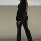 2024 Fall Trend Women 2 Piece Set Tracksuit Casual Tight Full Sleeve T-Shirts+Flare Pants Matching Streetwear Outfits