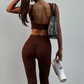 Elegant Casual 2 Piece Set Women o-Neck Sleeveless Waistless Crop Tops+Skinny Solid Straight Pants Simple Trend Suit