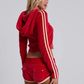 Casual Velvet 2 Piece Set Women Tracksuit Sporty Zip Hooded Sweatshirt+Shorts Sporty Fitness Soft Matching Outfits