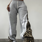 Side Stripe Women Flare Pants Autumn Hipster Leopard Patchwork Pocket Casual Wild Basic Street Sweatpants Trousers